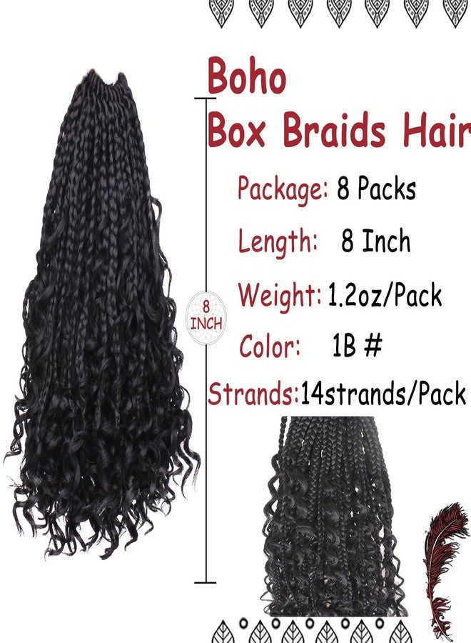 Beverlee Goddess Box Braids Crochet Hair 8 Inch 8 Packs Bob Bohemian Crochet Braids Curly Ends Messy Pre-looped Synthetic Curly Hair for Women - Image 2